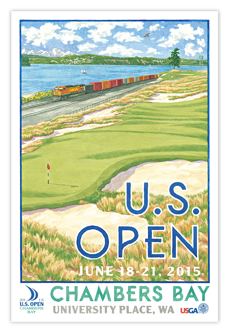 Signed 2013 U.S Open Course Map of Merion GC by Lee Wybranski 